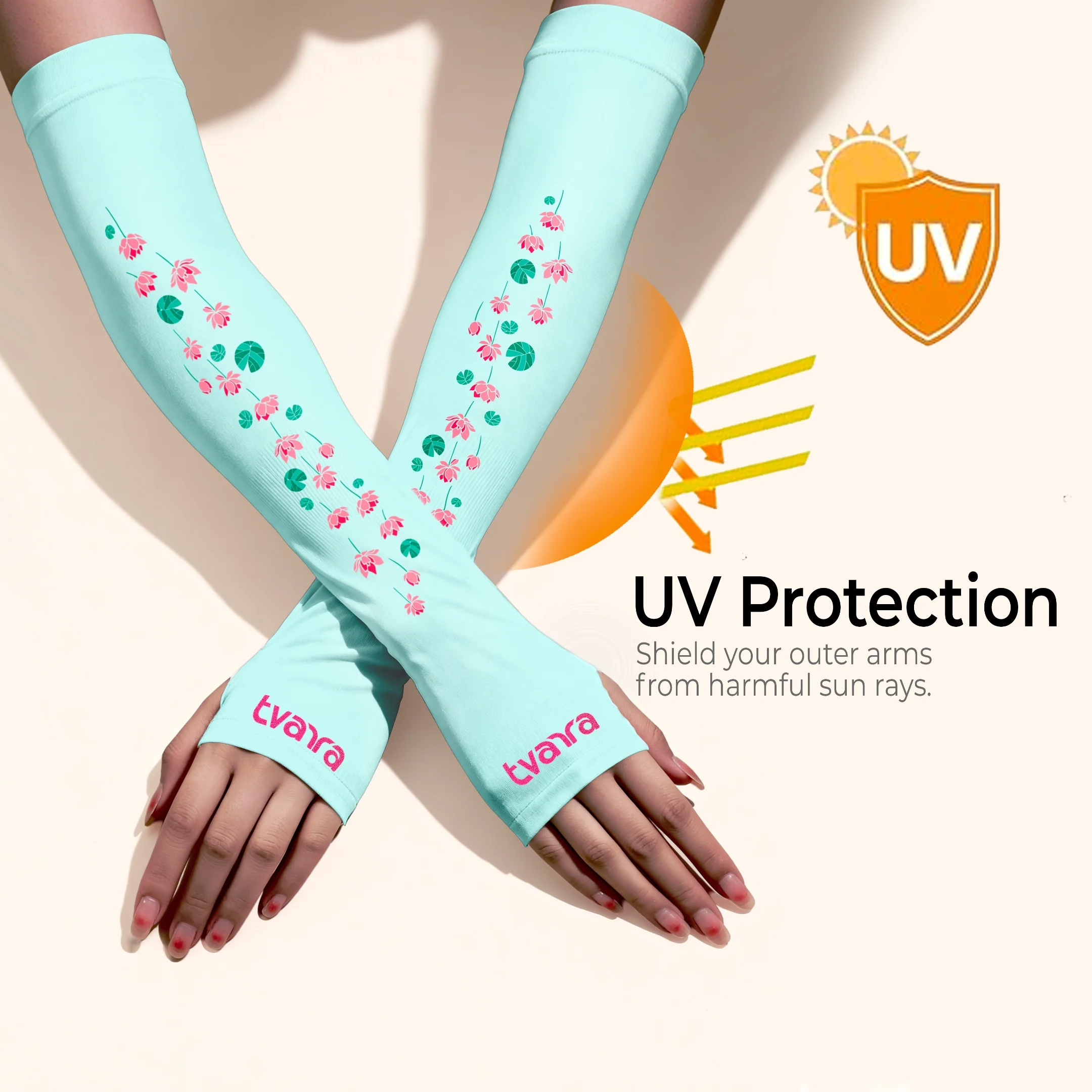 Padmaa Arm Sleeves + Secure Loop Helmet Lock Combo - Mint Green - Image 6