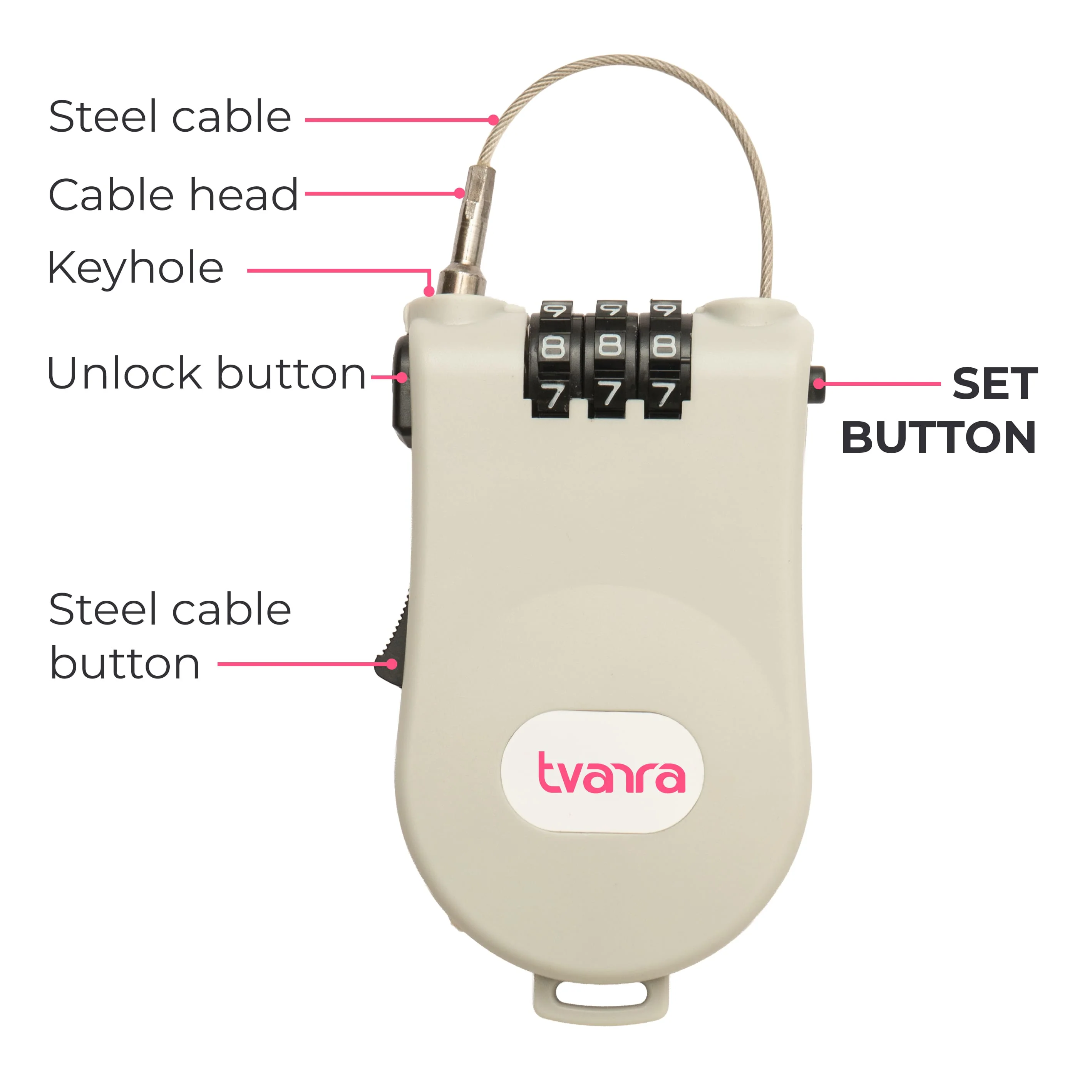 Tvarra Secure Loop Helmet Lock - Cloud Grey - Image 5